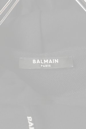 画像2:   BALMAIN バルマン BF1 JERSEY BALMAIN FLOCK DETAIL CROPPED HOODIE{-BCS}
