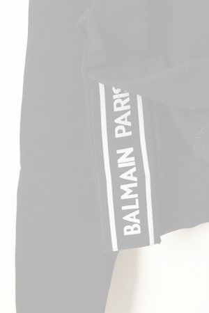 画像5:   BALMAIN バルマン BF1 JERSEY BALMAIN FLOCK DETAIL CROPPED HOODIE{-BCS}