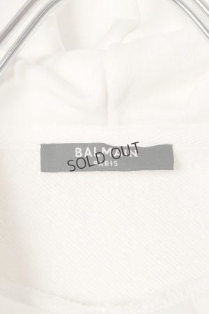 画像2: {SOLD}BALMAIN バルマン BF1 JERSEY BALMAIN FLOCK DETAIL CROPPED HOODIE{-BCS}