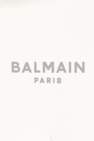 画像5:   BALMAIN バルマン BF1 JERSEY BALMAIN FLOCK DETAIL CROPPED HOODIE{-BCS}