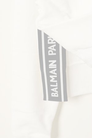 画像7:   BALMAIN バルマン BF1 JERSEY BALMAIN FLOCK DETAIL CROPPED HOODIE{-BCS}