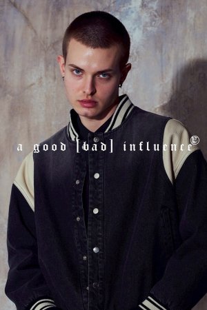 画像3: a good bad influence アグッドバッドインフルエンス DENIM VARSITY JACKET{-BEA}