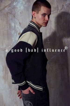 画像5: a good bad influence アグッドバッドインフルエンス DENIM VARSITY JACKET{-BEA}