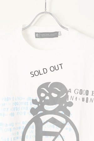 画像2: {SOLD}a good bad influence アグッドバッドインフルエンス SKULL LOGO WASHED T-SHIRT{GB-22-FW12-WHT-BBA}