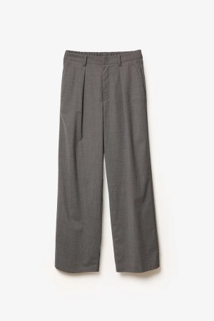 画像1: ATTACHMENT アタッチメント ウール/トリアセテート ストレッチトロ 1タックワイドパンツ{-BFS}