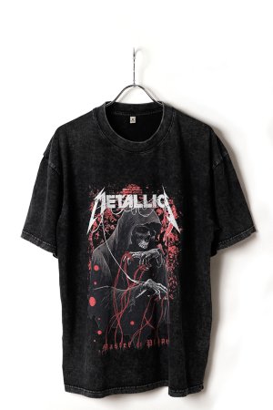 画像1: Metallica Print Round Neck T-shirt{-BFS}