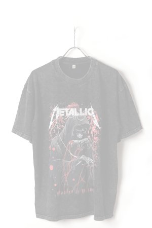 画像1:   Metallica Print Round Neck T-shirt{-BFS}