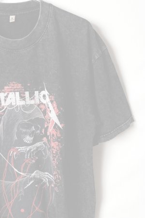画像3:   Metallica Print Round Neck T-shirt{-BFS}