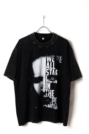 画像1: Marilyn Manson Print Round Neck T-shirt{-BFS}