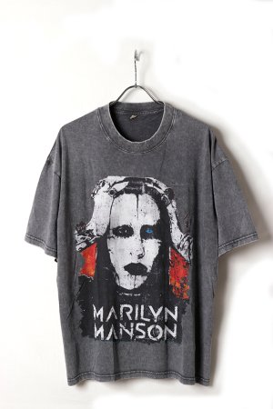 画像1: Marilyn Manson Print Round Neck T-shirt{-BFS}