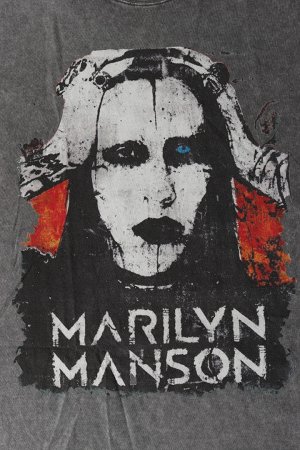 画像4: Marilyn Manson Print Round Neck T-shirt{-BFS}