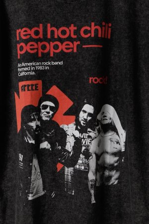 画像3: Red Hot Chili Peppers Print Round Neck T-shirt{-BFS}