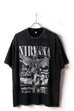 画像1: NIRVANA Print Round Neck T-shirt{-BFS}
