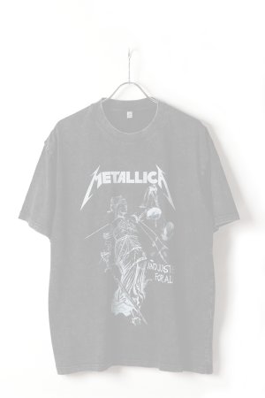 画像1:   Metallica Print Round Neck T-shirt{-BFS}