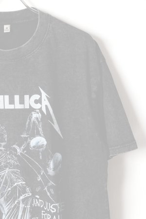 画像3:   Metallica Print Round Neck T-shirt{-BFS}