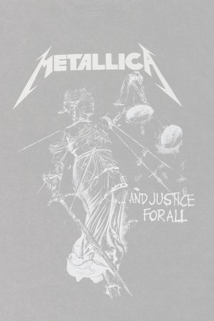 画像4:   Metallica Print Round Neck T-shirt{-BFS}