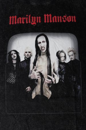 画像4: Marilyn Manson Print Round Neck T-shirt{-BFS}
