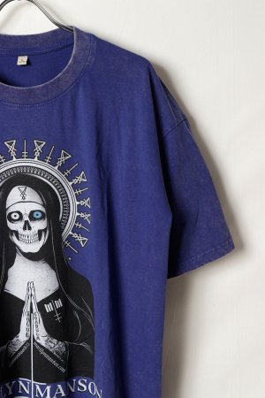 画像3: Marilyn Manson Print Round Neck T-shirt{-BFS}