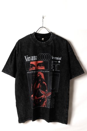画像1: NIRVANA Print Round Neck T-shirt{-BFS}