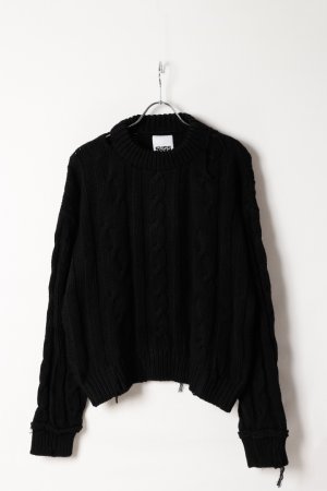 画像1: SUSS KNITS Jess Unisex Distressed Cable Sweater{-BEA}
