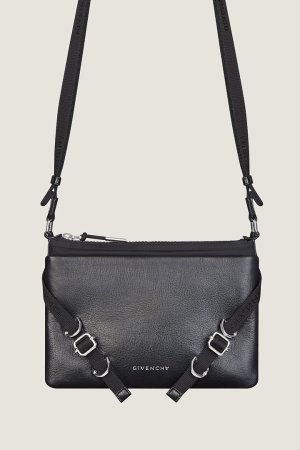 画像1: GIVENCHY ジバンシィ Voyou Skinny Crossbody bag in grained leather and nylon{E-}{-BFS}