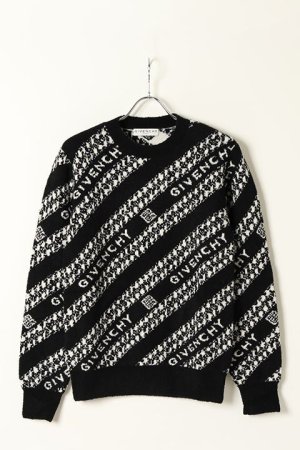 画像1: GIVENCHY ジバンシィ GIVENCHY ジャカード チェーンセーター{BM90EE4Y6Q-BLACK/WHITE-BJA}