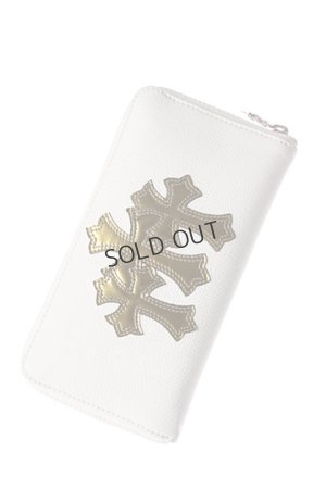 画像1: {SOLD}【パリ限定品】CHROME HEARTS クロムハーツ 3 CEMETERY CROSS(セメタリークロス) WALLET{CH-201706-01-WHTGLD-AGS}