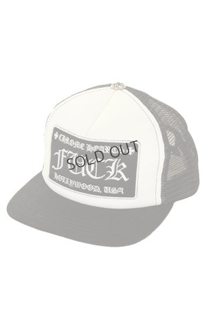 画像1: {SOLD}CHROME HEARTS クロムハーツ "FUCK" HOLLYWOOD, USA CAP{CH-201706-04-WHT-AGS}