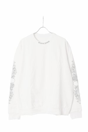 画像1:   CHROME HEARTS クロムハーツ フローラル クロス CHハート LOVE YOU クルーネック スウェットシャツ {-BES}  :CH202505-03-WHT 