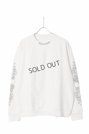 画像1: {SOLD}★新品 CHROME HEARTS クロムハーツ フローラル クロス CHハート LOVE YOU クルーネック スウェットシャツ{-BES}
