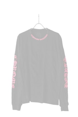 画像1:   CHROME HEARTS ロングスリーブ ポケットクルーネックTシャツ ブラック×ピンク {-BEA}  :CH202510-01-BLK 