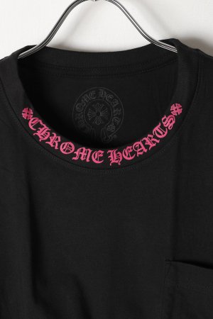 画像2: ★新品 CHROME HEARTS ロングスリーブ ポケットクルーネックTシャツ ブラック×ピンク{-BEA}