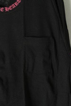 画像3: ★新品 CHROME HEARTS ロングスリーブ ポケットクルーネックTシャツ ブラック×ピンク{-BEA}