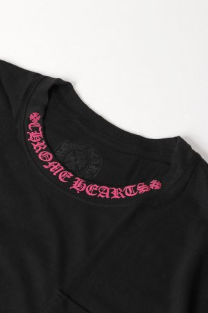 画像9: ★新品 CHROME HEARTS ロングスリーブ ポケットクルーネックTシャツ ブラック×ピンク{-BEA}