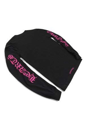 画像16: ★新品 CHROME HEARTS ロングスリーブ ポケットクルーネックTシャツ ブラック×ピンク{-BEA}