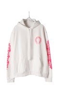 CHROME HEARTS クロムハーツ ピンクホースシュー フローラルスリーブ プルオーバーパーカー Pink Horseshoe Floral Sleeve Pullover Hoodie{408152701WHTLRG01R-BEA}