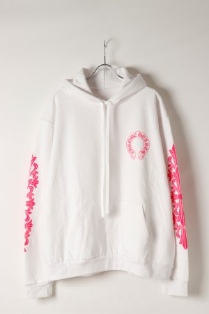 画像2: CHROME HEARTS クロムハーツ ピンクホースシュー フローラルスリーブ プルオーバーパーカー Pink Horseshoe Floral Sleeve Pullover Hoodie{408152701WHTLRG01R-BEA}