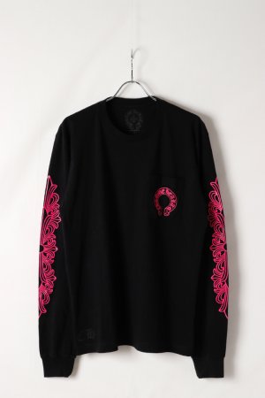 画像2: ★新品 CHROME HEARTS クロムハーツ ピンクホースシュー フローラルロングスリーブTシャツ ブラック Pink Horseshoe Floral Long-Sleeve T-Shirt - Black{408129112******01G-BEA}