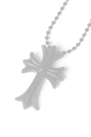 画像1:   CHROME HEARTS クロムハーツ シリコン ラバー CHクロス ボールチェーン ペンダント マットブラック {604175364AHWXXX445-BEA}  :CH202511-06-BLK-F 