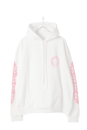 画像1:  {SOLD} CHROME HEARTS クロムハーツ ピンクホースシュー/フローラルクロス プルオーバーパーカー {-BFS}  :CH202603-09-WHT-L 