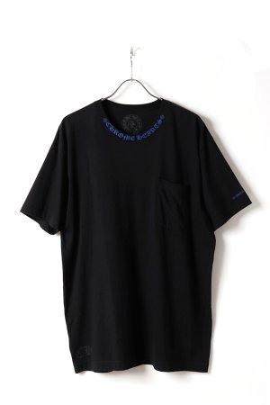 画像1: CHROME HEARTS クロムハーツ ネックロゴ S/S Tシャツ ブラック×ブループリント{-BFS}