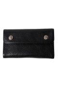★海外買付 新品 インボイス付 CHROME HEARTS クロムハーツ WALLET-WAVE-BLK HVY WT LTHR／ウェーブウォレット{-BFS}