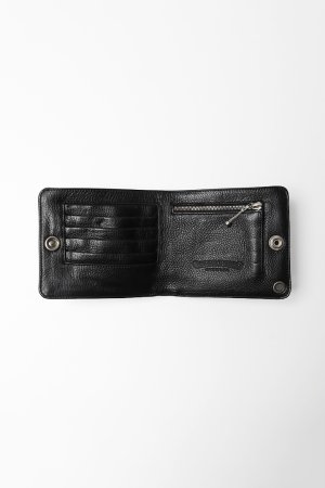画像4: ★新品 インボイス付 CHROME HEARTS クロムハーツ WALLET-1 SNAP BLK HVY WT LTHR-／ワンスナップクロスボタン レザーウォレット{-BFS}