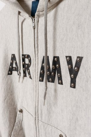 画像3: DENIM DOCTORS デニムドクターズ US ARMY BIG NAIL STUDS ZIP HOODIE{-BEA}