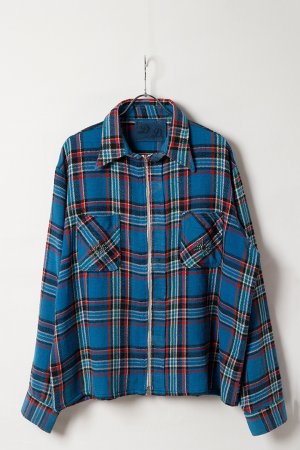 画像1: DENIM DOCTORS デニムドクターズ POCKET STUDS ZIP UP FLANNEL SHIRTS JACKET T-5{-BEA}