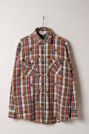 画像1: DENIM DOCTORS デニムドクターズ BIG NAIL STUDS FLANNEL SHIRTS - BODY STUDS T-6{-BEA}