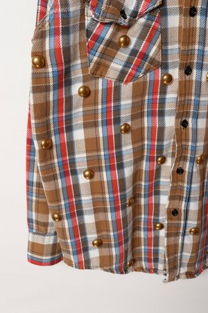 画像4: DENIM DOCTORS デニムドクターズ BIG NAIL STUDS FLANNEL SHIRTS - BODY STUDS T-6{-BEA}