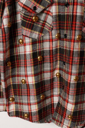 画像4: DENIM DOCTORS デニムドクターズ BIG NAIL STUDS FLANNEL SHIRTS - BODY STUDS T-6{-BEA}