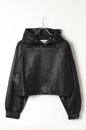 画像1: ekat エカット(UNISEX) SOFT ECO LEATHER HOODIE{-BEA}