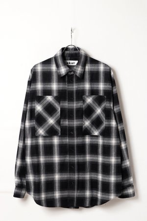 画像1: ekat エカット(UNISEX) PATCH POCKET CHECK SHIRT{-BEA}